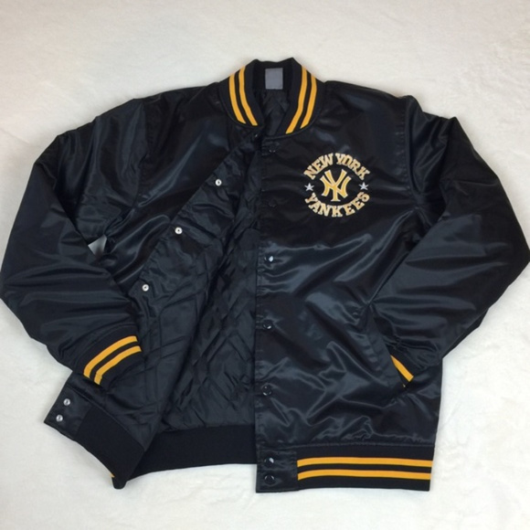 NEW Yankees Black Satin Quilted Baseball jacket XL - Picture 3 of 8